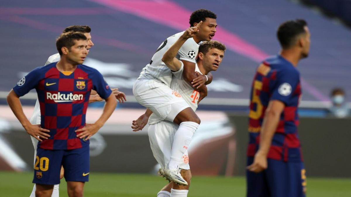 Bayern Munich forward Thomas Muller celebrates a Champions League goal